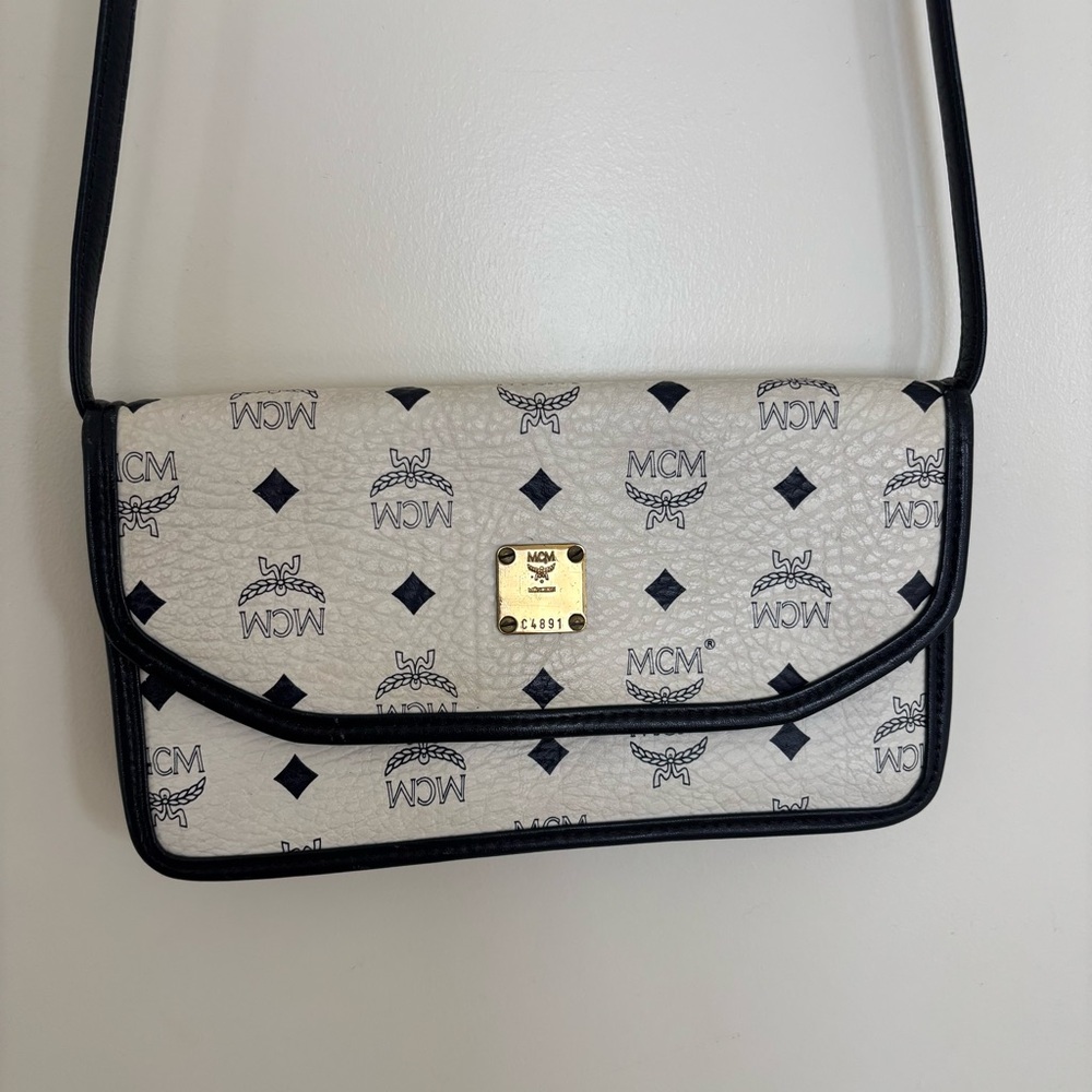Authentic MCM Visetos Black and White Crossbody Bag- handmade in Germany - Picture 2 of 10